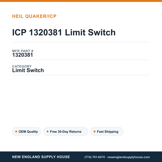 ICP 1320381 Limit Switch — New England Supply House spec card [NESH-SPEC-CARD-V2]
