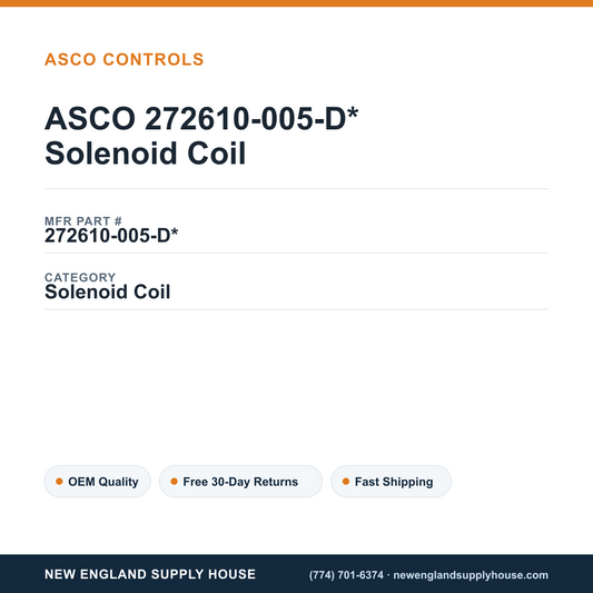 ASCO 272610-005-D* Solenoid Coil — New England Supply House spec card [NESH-SPEC-CARD-V2]