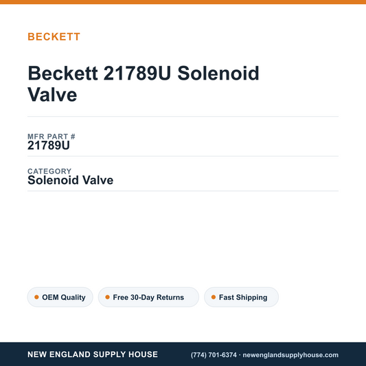 Beckett 21789U Solenoid Valve — New England Supply House spec card [NESH-SPEC-CARD-V2]