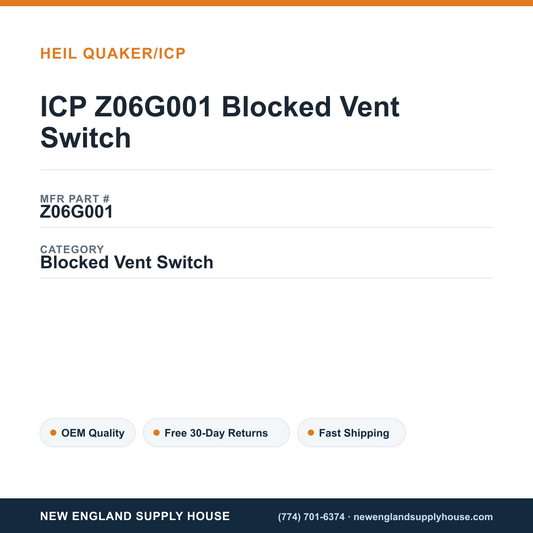 ICP Z06G001 Blocked Vent Switch — New England Supply House spec card [NESH-SPEC-CARD-V2]