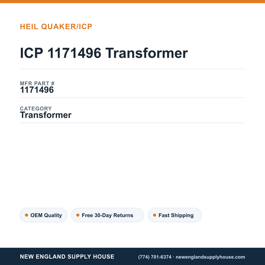 ICP 1171496 Transformer — New England Supply House spec card [NESH-SPEC-CARD-V2]
