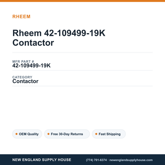 Rheem 42-109499-19K Contactor — New England Supply House spec card [NESH-SPEC-CARD-V2]