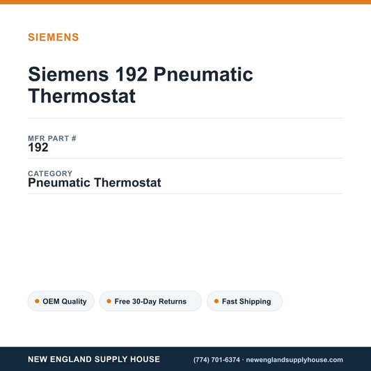 Siemens 192 Pneumatic Thermostat — New England Supply House spec card [NESH-SPEC-CARD-V2]