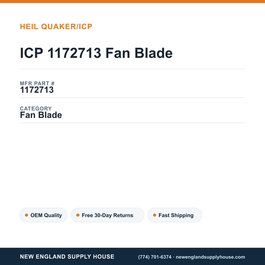 ICP 1172713 Fan Blade — New England Supply House spec card [NESH-SPEC-CARD-V2]