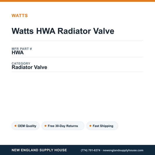 Watts HWA Radiator Valve — New England Supply House spec card [NESH-SPEC-CARD-V2]