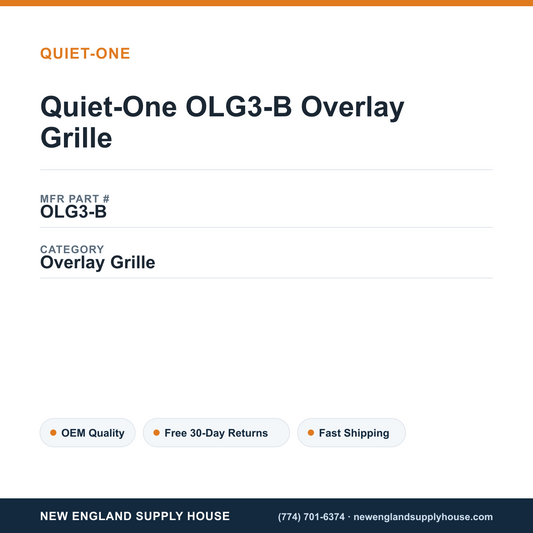 Quiet-One OLG3-B Overlay Grille — New England Supply House spec card [NESH-SPEC-CARD-V2]