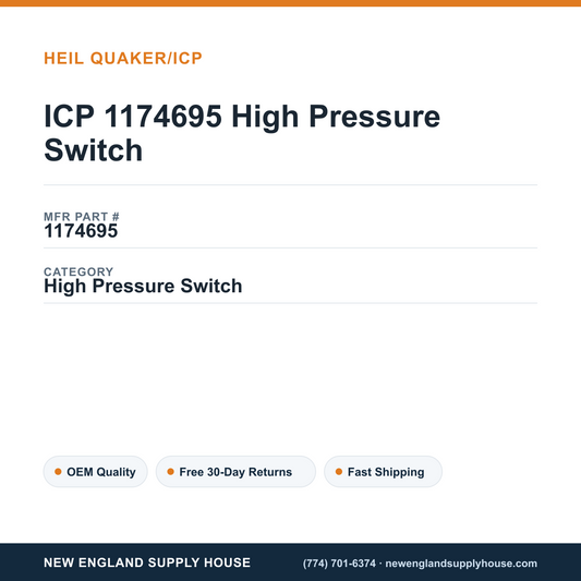 ICP 1174695 High Pressure Switch — New England Supply House spec card [NESH-SPEC-CARD-V2]