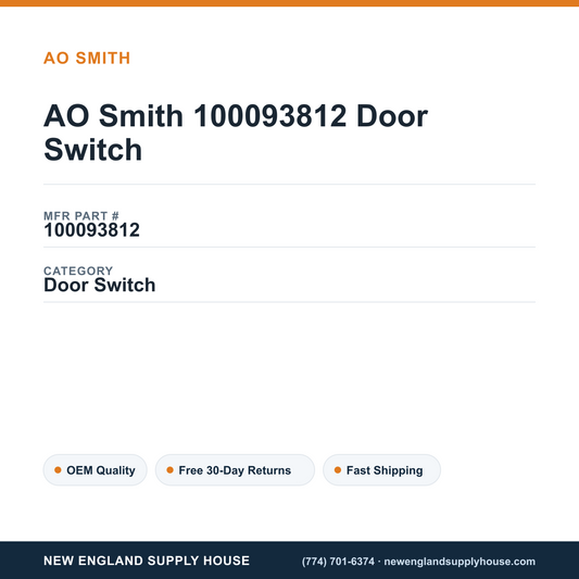 AO Smith 100093812 Door Switch — New England Supply House spec card [NESH-SPEC-CARD-V2]