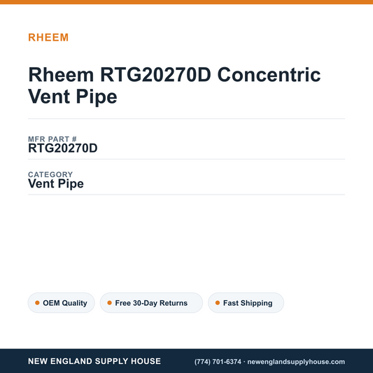 Rheem RTG20270D Concentric Vent Pipe — New England Supply House spec card [NESH-SPEC-CARD-V2]