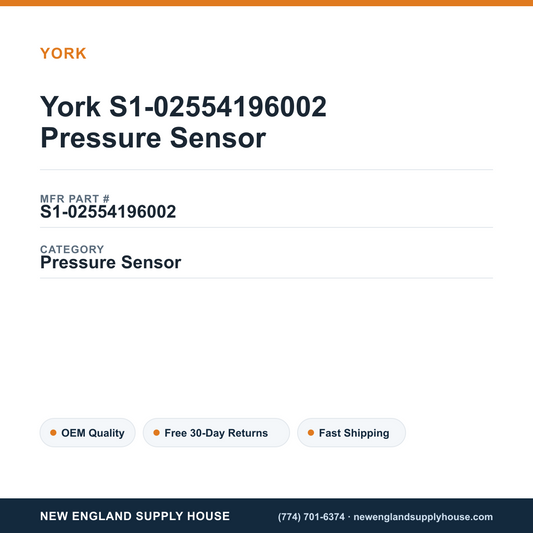 York S1-02554196002 Pressure Sensor — New England Supply House spec card [NESH-SPEC-CARD-V2]