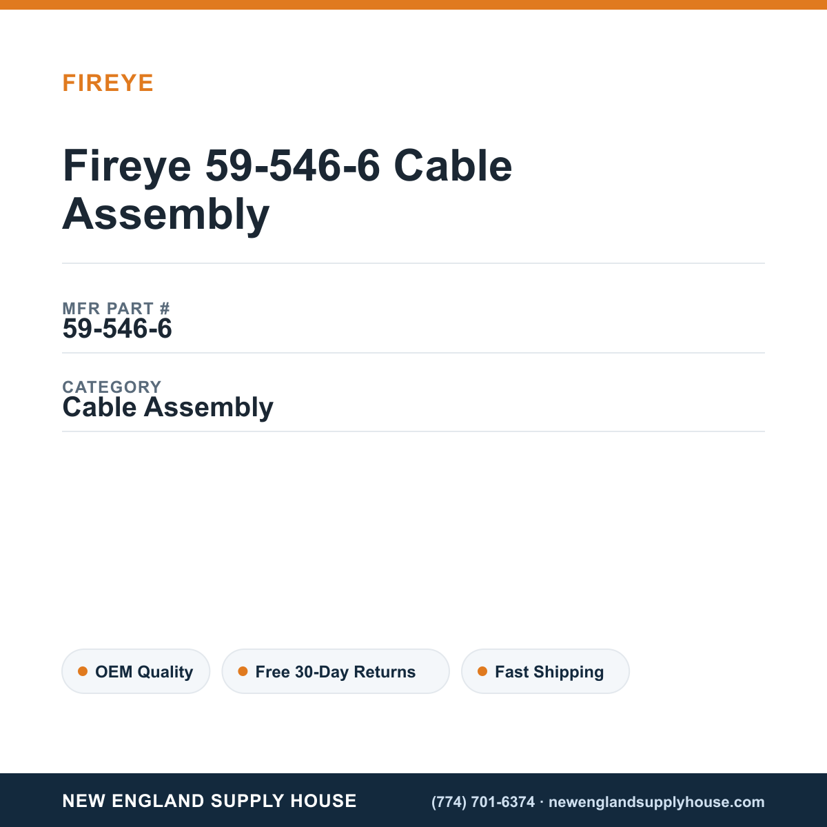 Fireye 59-546-6 Cable Assembly — New England Supply House spec card [NESH-SPEC-CARD-V2]