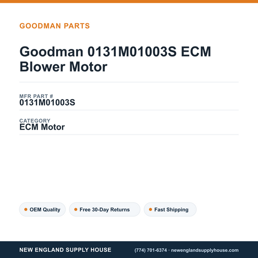Goodman 0131M01003S ECM Blower Motor — New England Supply House spec card [NESH-SPEC-CARD-V2]