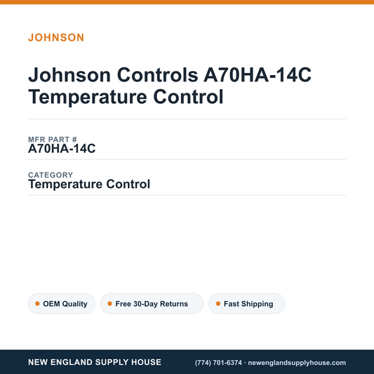 Johnson Controls A70HA-14C Temperature Control — New England Supply House spec card [NESH-SPEC-CARD-V2]