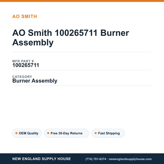 AO Smith 100265711 Burner Assembly — New England Supply House spec card [NESH-SPEC-CARD-V2]