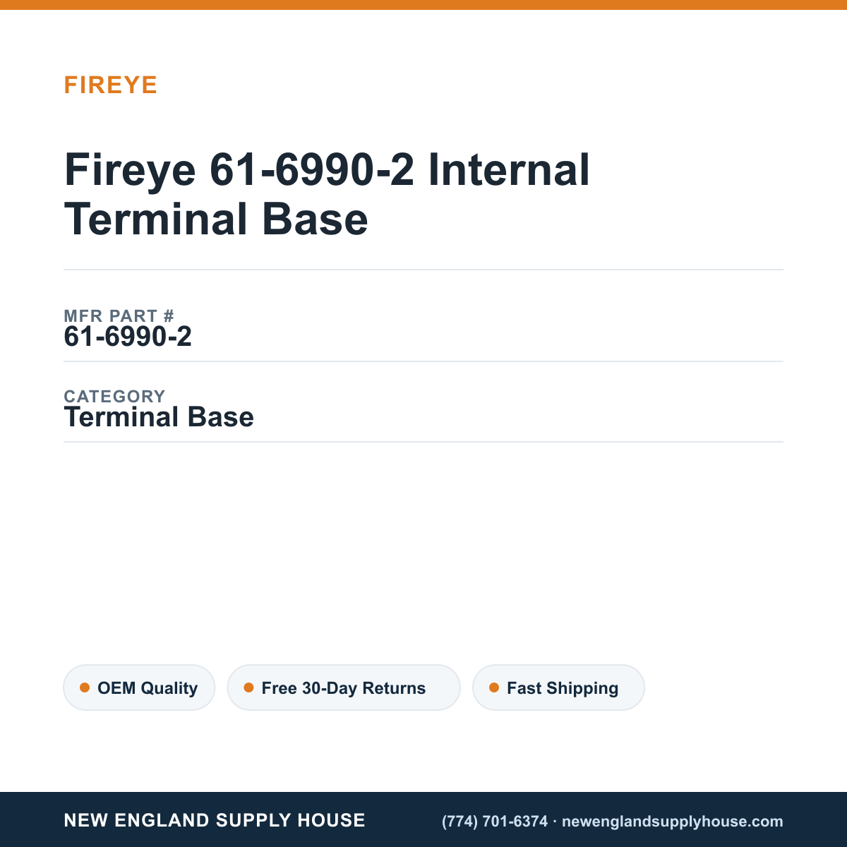 Fireye 61-6990-2 Internal Terminal Base — New England Supply House spec card [NESH-SPEC-CARD-V2]