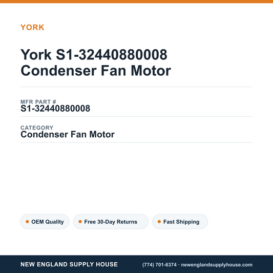 York S1-32440880008 Condenser Fan Motor — New England Supply House spec card [NESH-SPEC-CARD-V2]