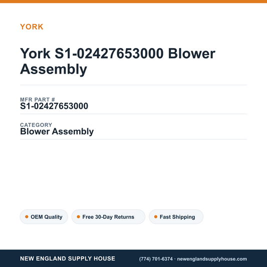 York S1-02427653000 Blower Assembly — New England Supply House spec card [NESH-SPEC-CARD-V2]