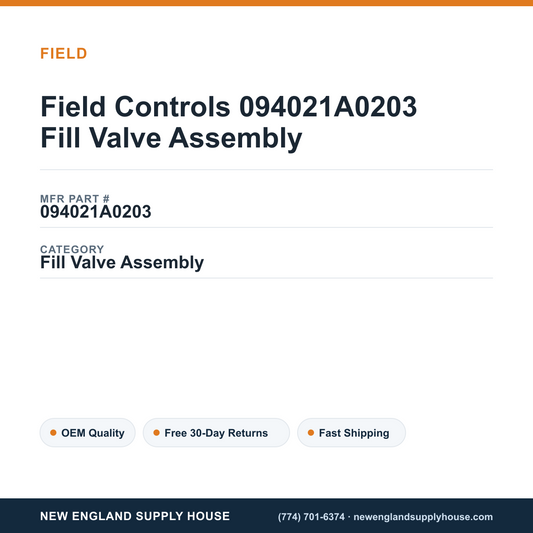 Field Controls 094021A0203 Fill Valve Assembly — New England Supply House spec card [NESH-SPEC-CARD-V2]