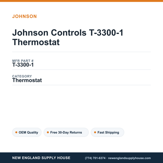 Johnson Controls T-3300-1 Thermostat — New England Supply House spec card [NESH-SPEC-CARD-V2]