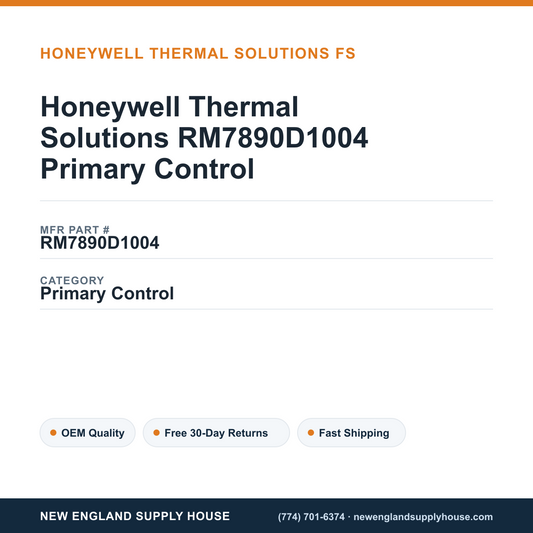 Honeywell Thermal Solutions RM7890D1004 Primary Control — New England Supply House spec card [NESH-SPEC-CARD-V2]