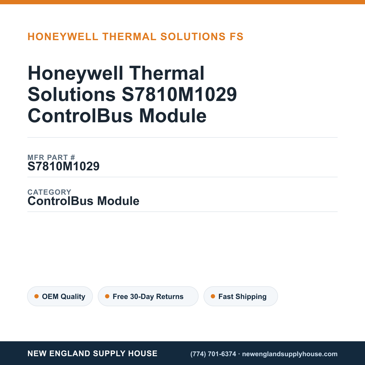 Honeywell Thermal Solutions S7810M1029 ControlBus Module — New England Supply House spec card [NESH-SPEC-CARD-V2]