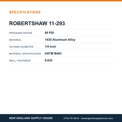 Robertshaw 11-293 Tubing specifications — New England Supply House [NESH-SPECTABLE-V1]