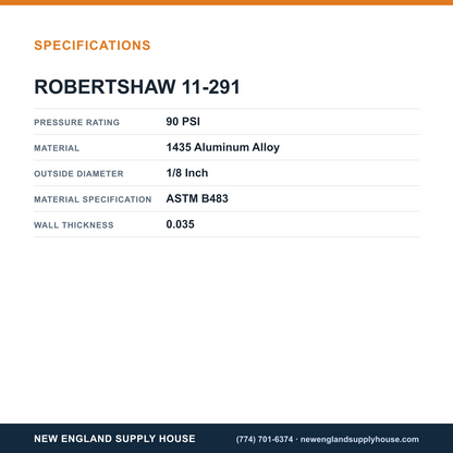 Robertshaw 11-291 Tubing specifications — New England Supply House [NESH-SPECTABLE-V1]
