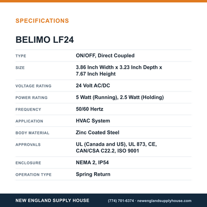 Belimo LF24 Damper Actuator specifications — New England Supply House [NESH-SPECTABLE-V1]