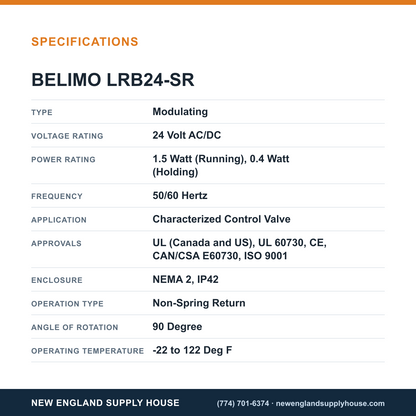 Belimo LRB24-SR Valve Actuator specifications — New England Supply House [NESH-SPECTABLE-V1]