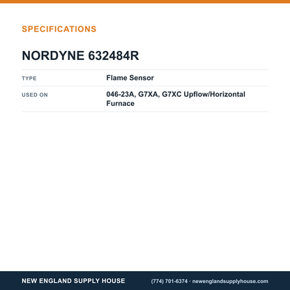 Nordyne 632484R Furnace Flame Sensor specifications — New England Supply House [NESH-SPECTABLE-V1]