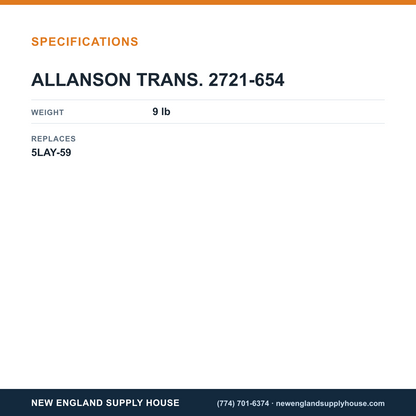 Allanson Transformers 2721-654 Ignition specifications — New England Supply House [NESH-SPECTABLE-V1]
