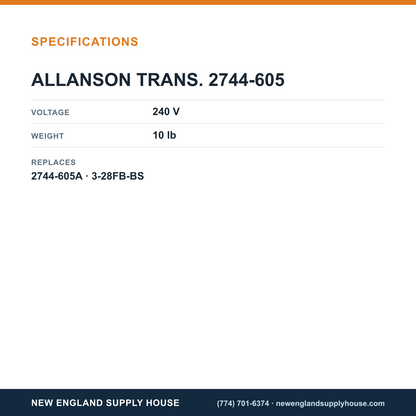 Allanson Transformers 2744-605 Ignition specifications — New England Supply House [NESH-SPECTABLE-V1]