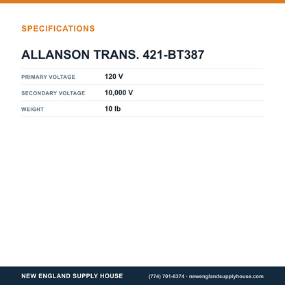 Allanson Transformers 421-BT387 Ignition specifications — New England Supply House [NESH-SPECTABLE-V1]