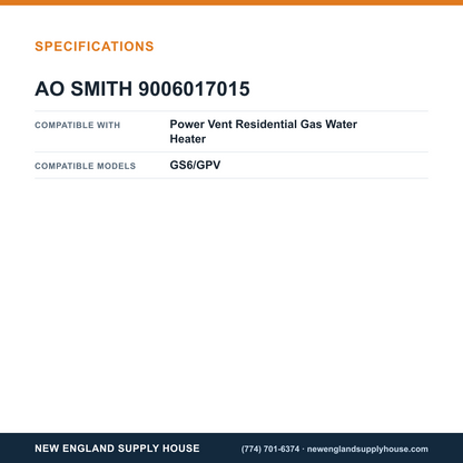 AO Smith 9006017015 Water Heater Pressure Switch Kit specifications — New England Supply House [NESH-SPECTABLE-V1]
