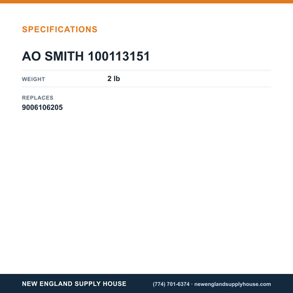 AO Smith 100113151 Flame Sensor Rod Kit specifications — New England Supply House [NESH-SPECTABLE-V1]