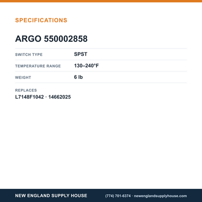 Argo 550002858 Electronic Aquastat specifications — New England Supply House [NESH-SPECTABLE-V1]