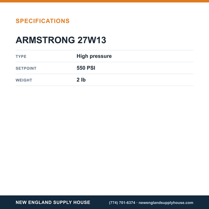 Armstrong 27W13 Pressure Switch specifications — New England Supply House [NESH-SPECTABLE-V1]