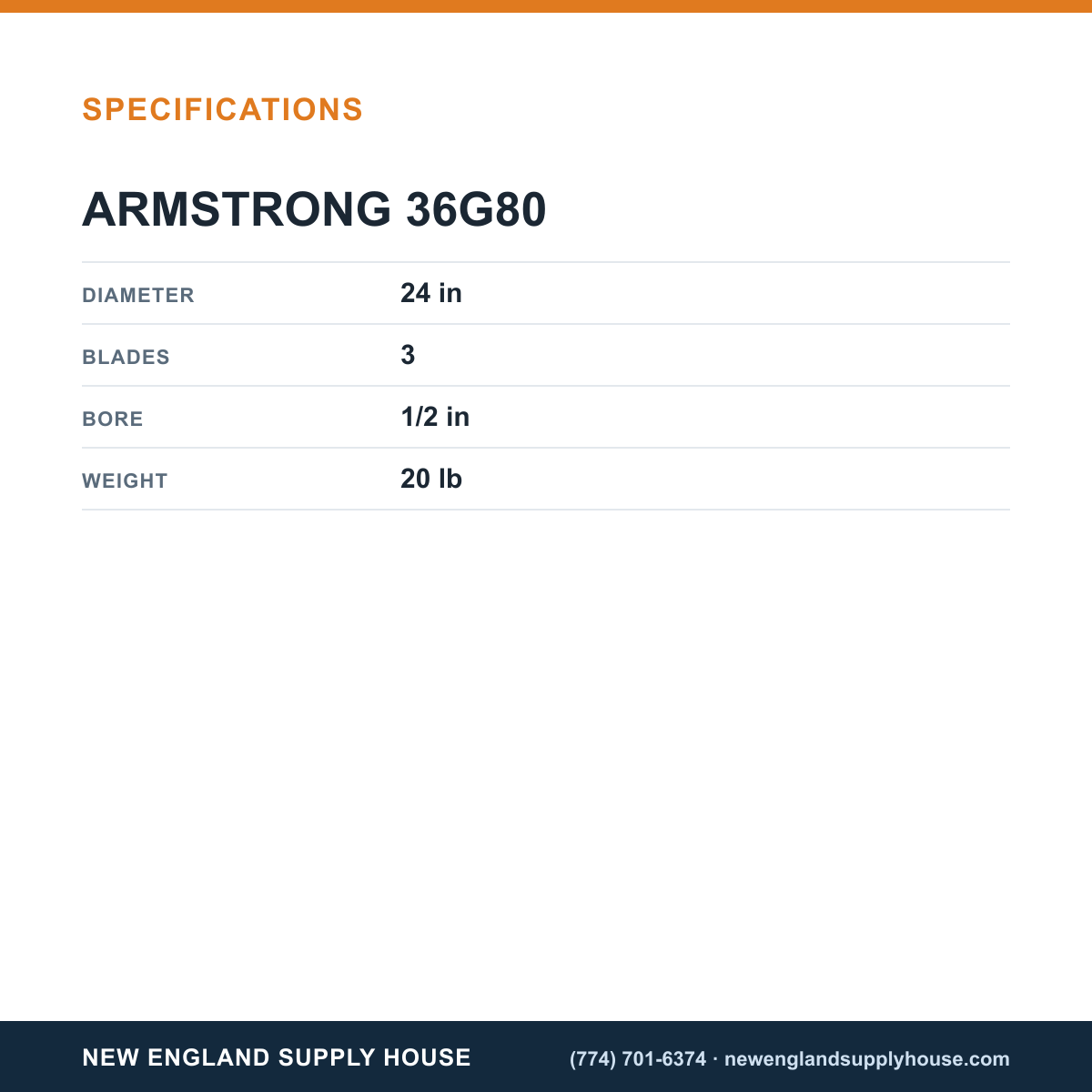 Armstrong 36G80 Fan Blade specifications — New England Supply House [NESH-SPECTABLE-V1]