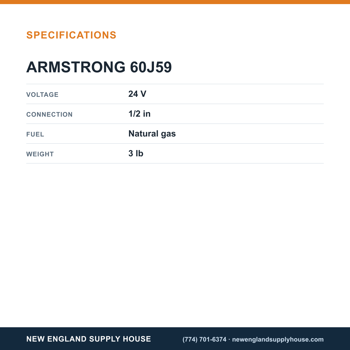 Armstrong 60J59 Gas Valve specifications — New England Supply House [NESH-SPECTABLE-V1]