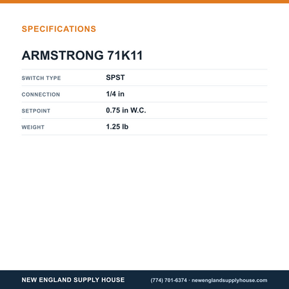 Armstrong 71K11 Pressure Switch specifications — New England Supply House [NESH-SPECTABLE-V1]