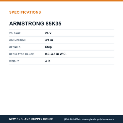 Armstrong 85K35 Gas Valve specifications — New England Supply House [NESH-SPECTABLE-V1]