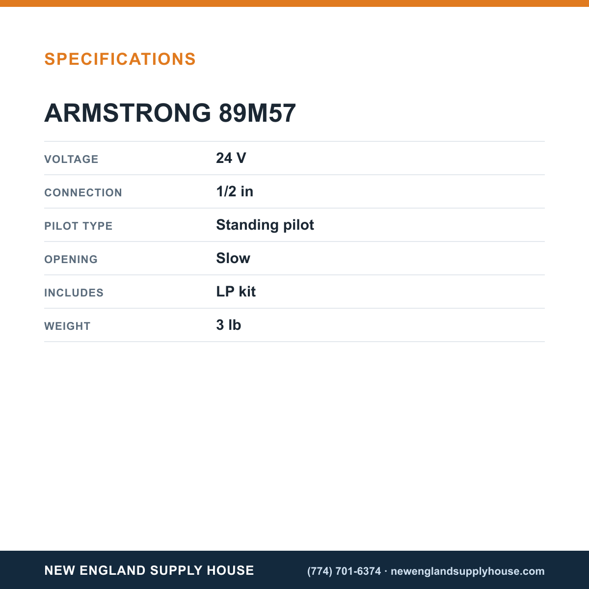 Armstrong 89M57 Gas Valve specifications — New England Supply House [NESH-SPECTABLE-V1]