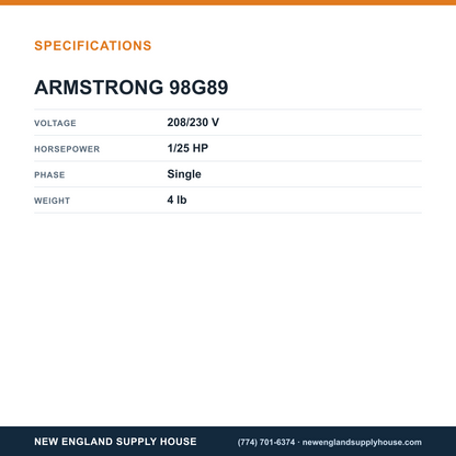 Armstrong 98G89 Draft Inducer Motor specifications — New England Supply House [NESH-SPECTABLE-V1]