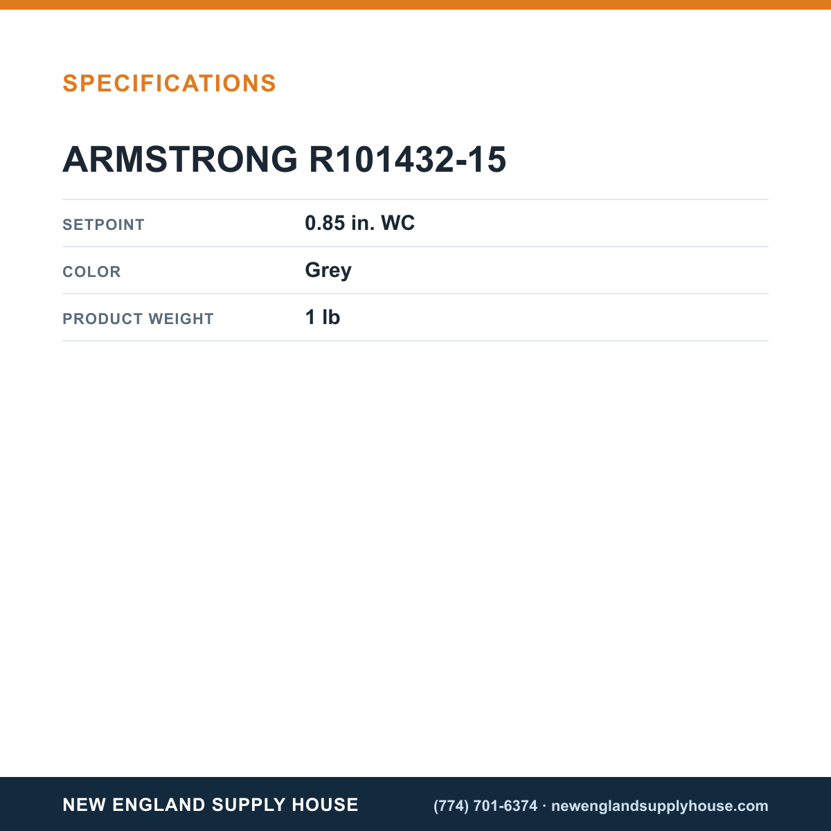 Armstrong R101432-15 Pressure Switch specifications — New England Supply House [NESH-SPECTABLE-V1]
