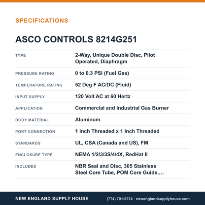 ASCO 8214G251 Gas Shut-Off Valve specifications — New England Supply House [NESH-SPECTABLE-V1]