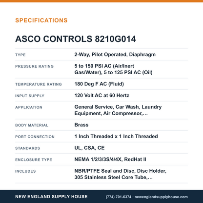 ASCO 8210G014 Solenoid Valve specifications — New England Supply House [NESH-SPECTABLE-V1]