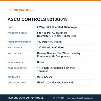 ASCO 8210G018 Solenoid Valve specifications — New England Supply House [NESH-SPECTABLE-V1]