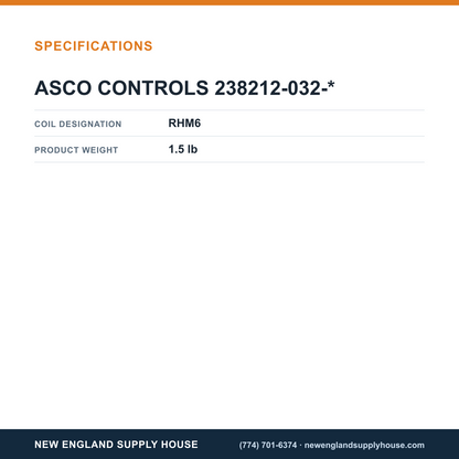 ASCO 238212-032-* Coil specifications — New England Supply House [NESH-SPECTABLE-V1]