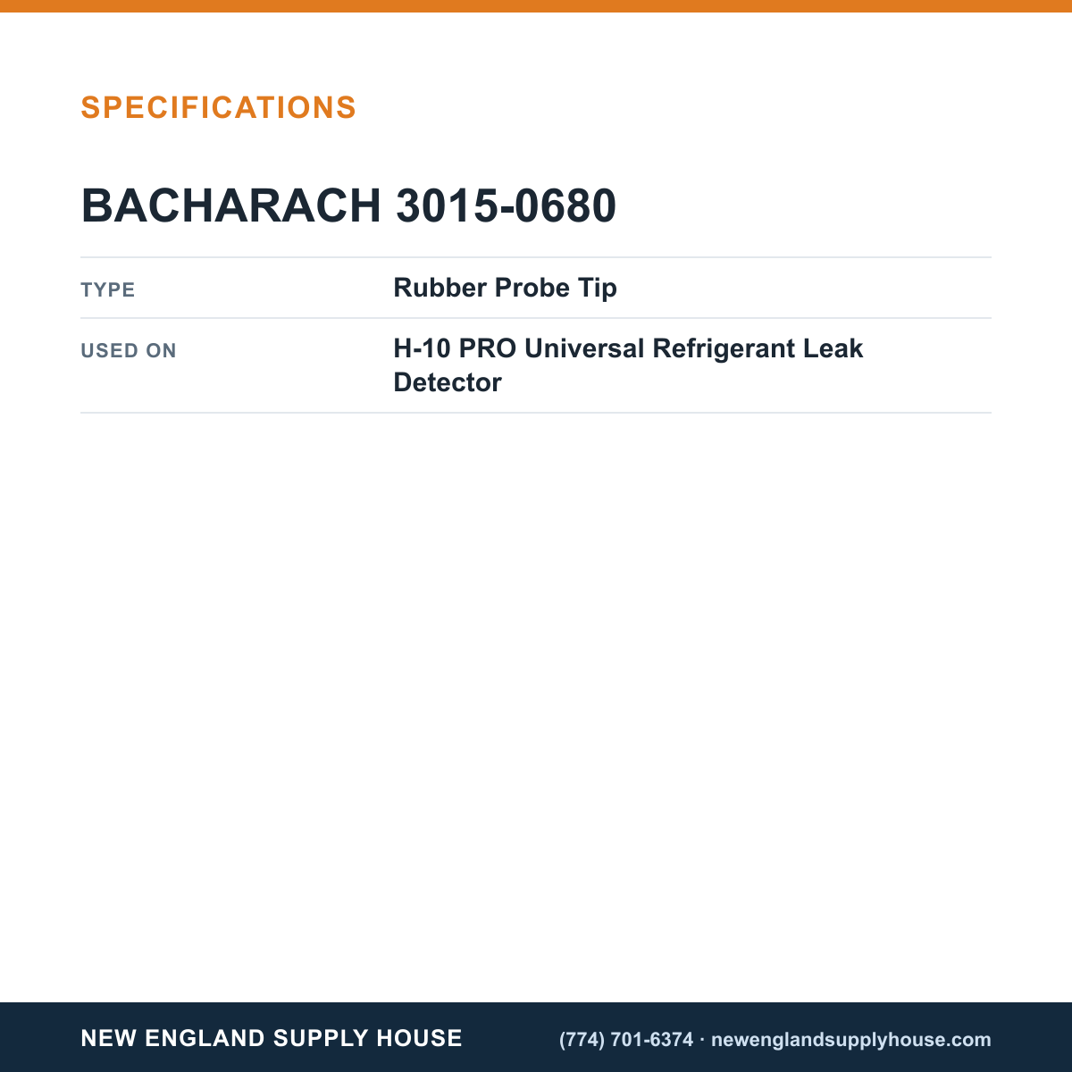 Bacharach 3015-0680 Universal Refrigerant Leak Detector Rubber Probe Tip specifications — New England Supply House [NESH-SPECTABLE-V1]