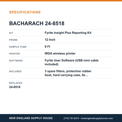 Bacharach 24-8518 Fyrite Insight Plus Reporting Kit specifications — New England Supply House [NESH-SPECTABLE-V1]